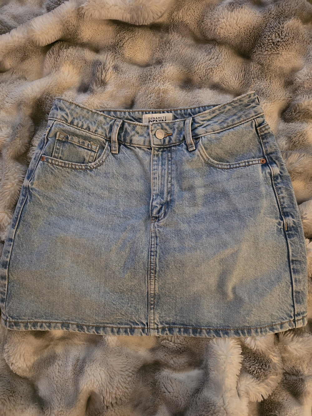 Dynamite Light Wash Denim Mini Skirt - Light Blue